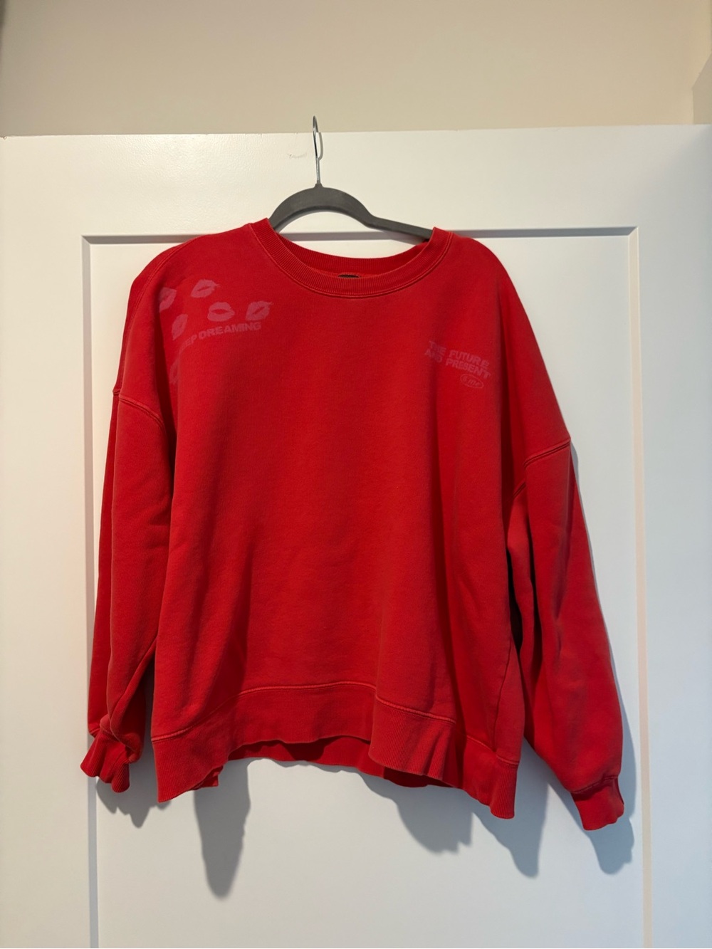 wild fable Red Crewneck Sweatshirt with Subtle Graphic